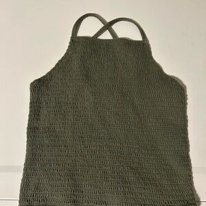 Hollister Dark Olive Smocked Top